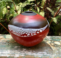 Raku: Red and Black vase